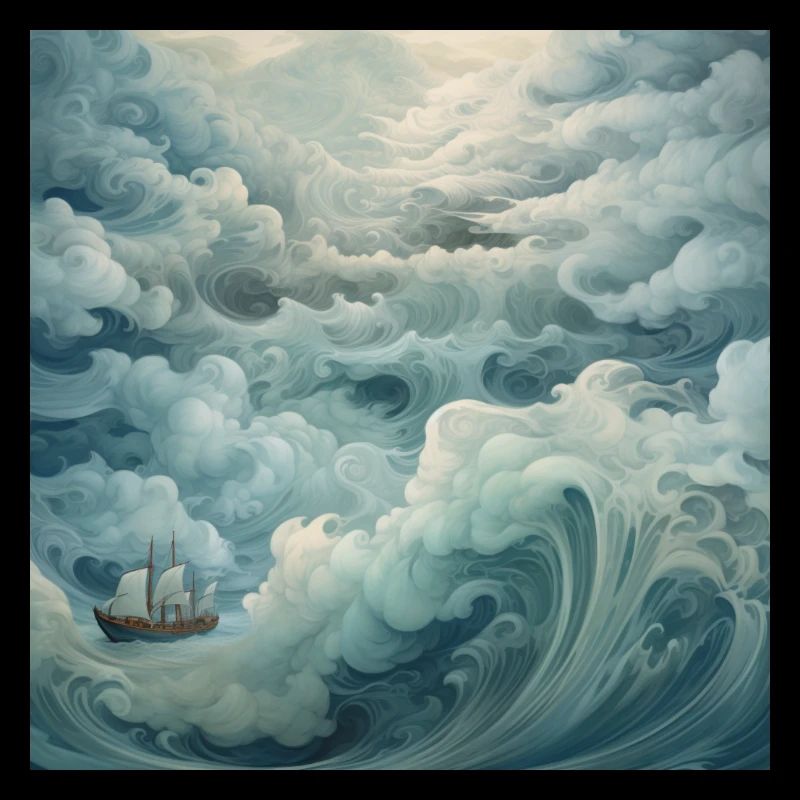 Alone on the cloudy waves