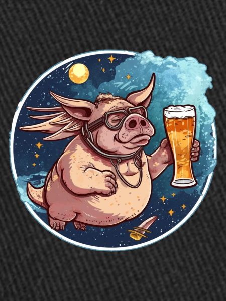 Cochon avec ailes et bière