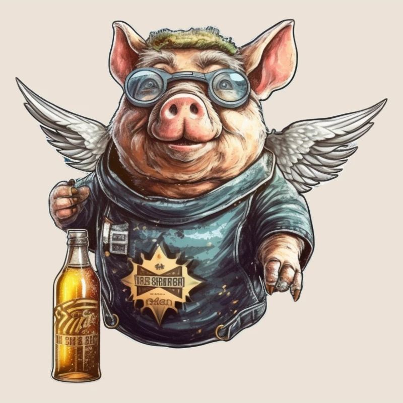 Fliegendes Schwein mit Bier - Lustig und Frech