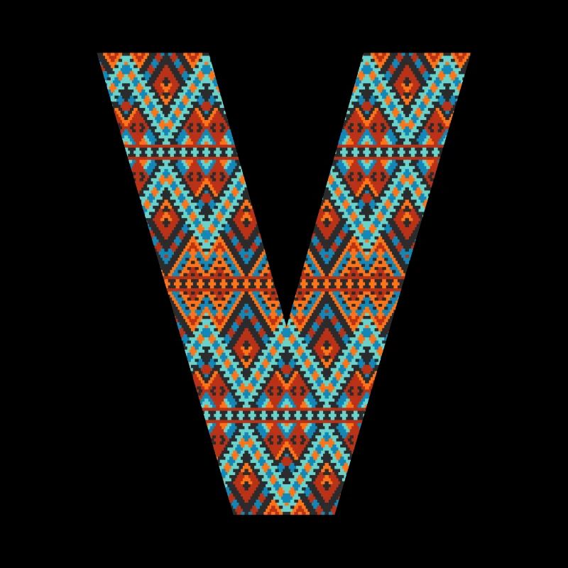 Buchstabe V- Boho-Design, buntes Monogramm