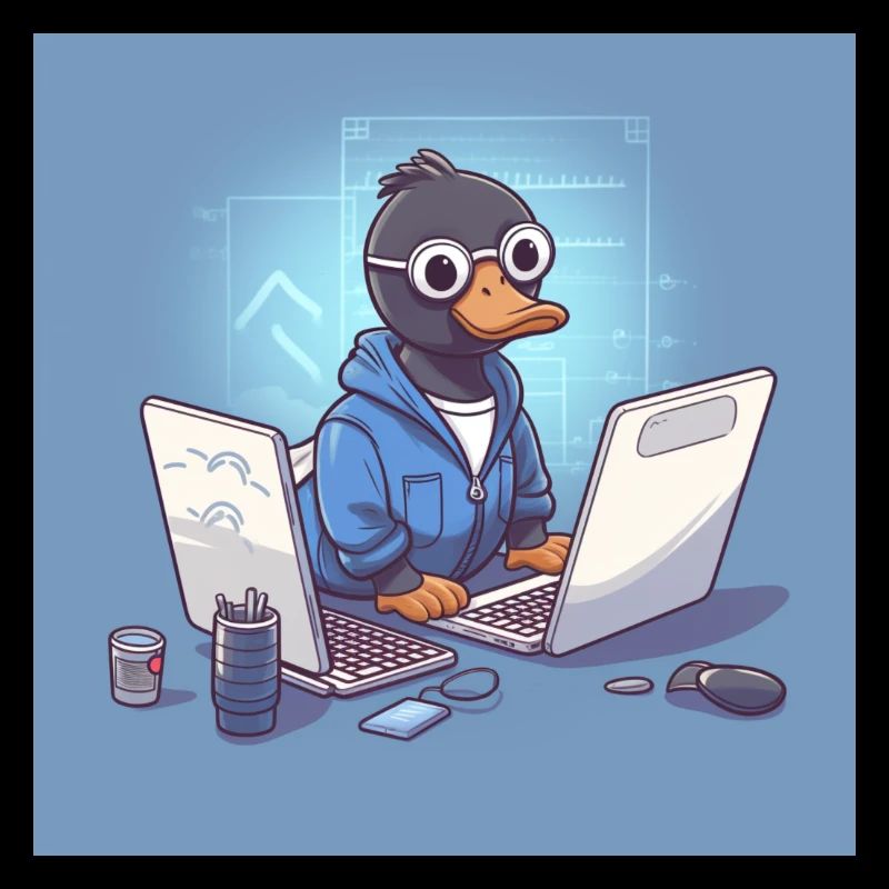 Eine süße Ganz arbeitet als Softwareentwickler
