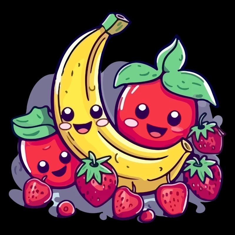 Fraises banane cerises kawaii