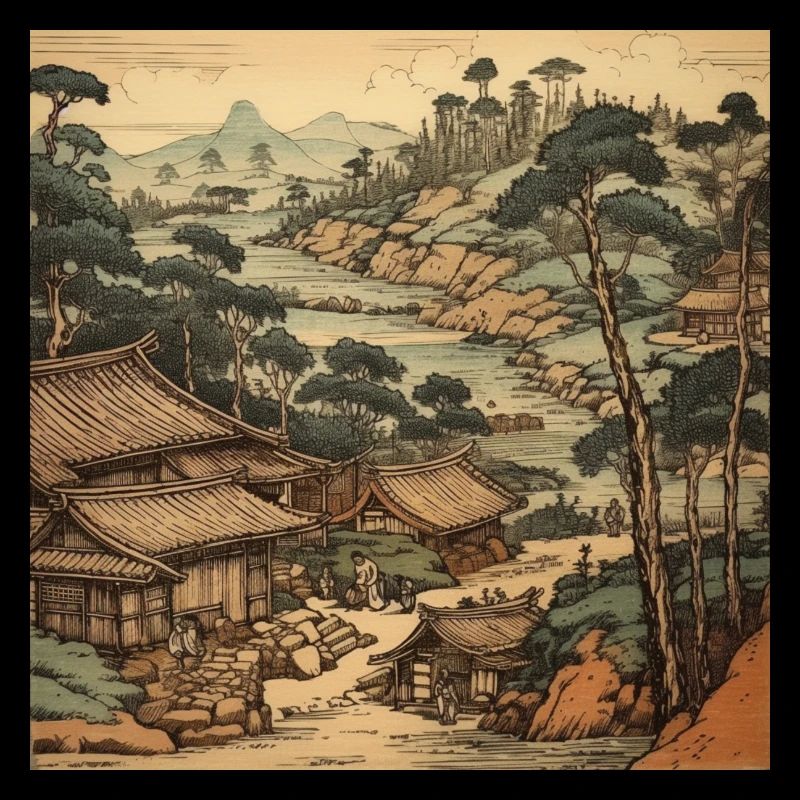 Motif de paysage japonais