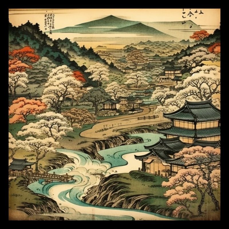 Vintage-Bild einer japanischen Landschaft