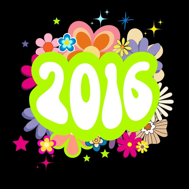 Year 2016 anniversary Groovy floral