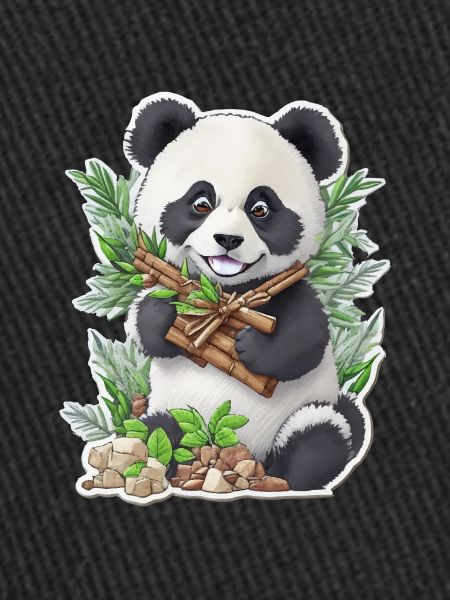 Panda bear eats bamboo