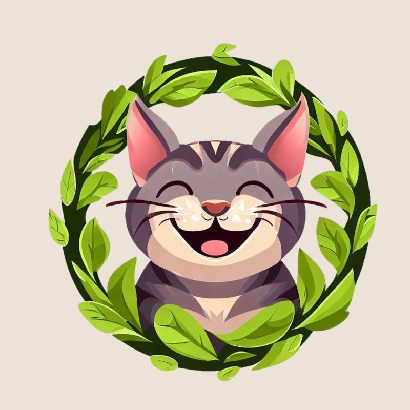 Chat dans un cercle de feuilles