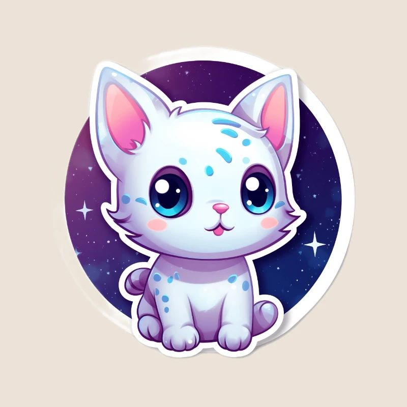 Mignon chat de dessin animé flottant dans l’espace
