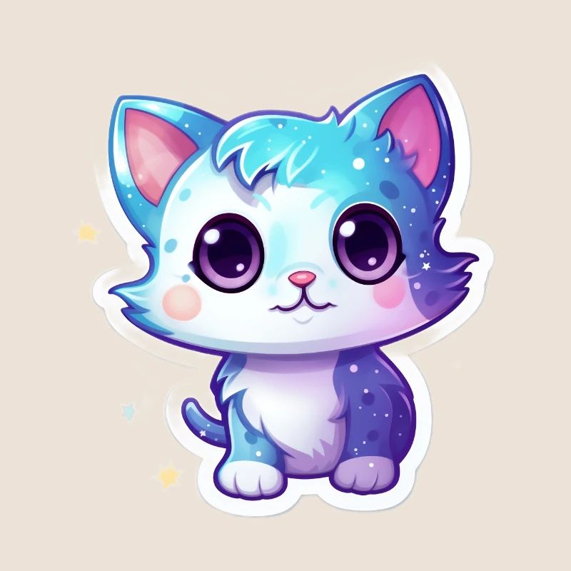 Mignon chat de dessin animé flottant dans l’espace