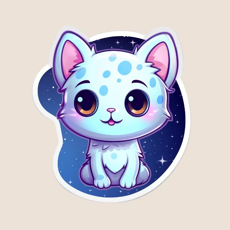 « Kitty Galaxy: Dessin animé mignon flottant dans l’espace »