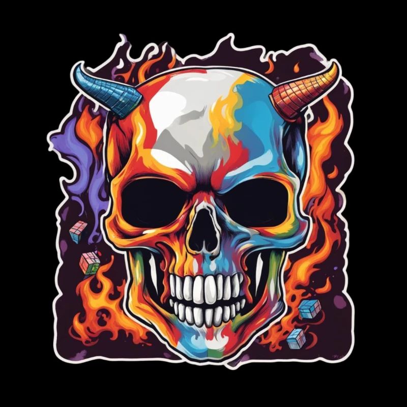 Horned skull | manipulating his puzzle cubes