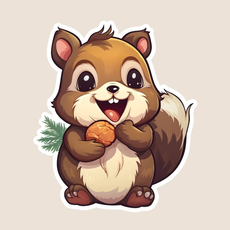 Cute squirrel with nut