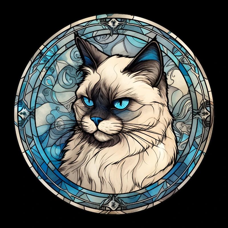 Birman Cat Breed Aquarelle Verre