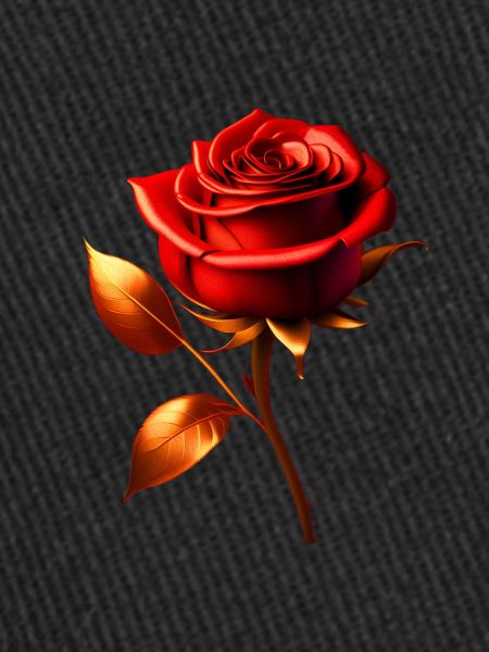 Rose rouge dorée