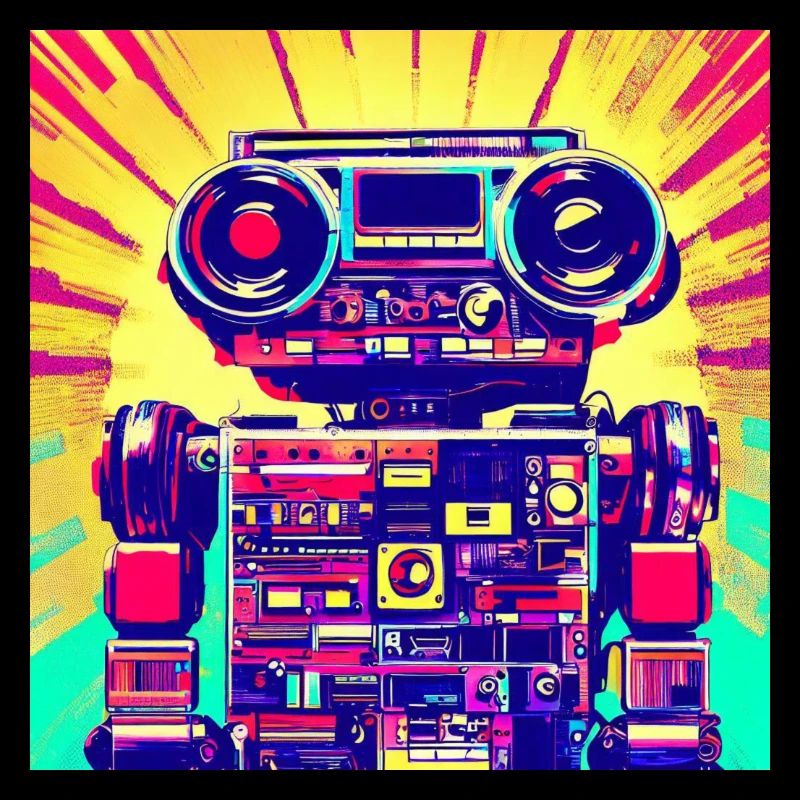 Pop Art Style Roboter aus einer Stereo Anlage