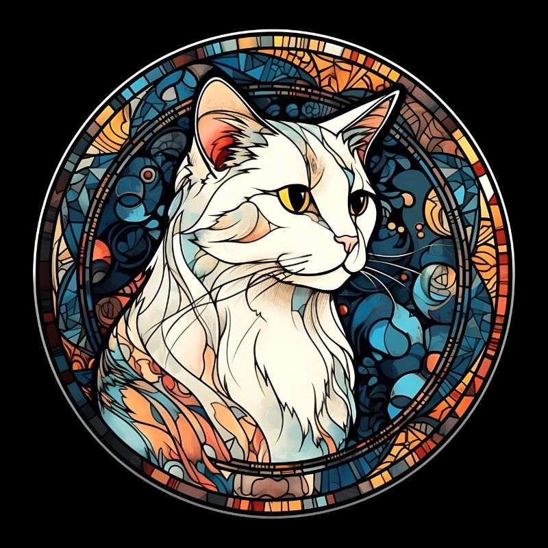 Türkischer Van Cat Breed Aquarell Glasmalerei