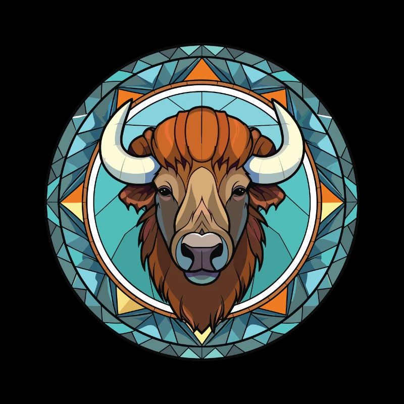 Bison Buntes Aquarell Tier Haustier Illustration
