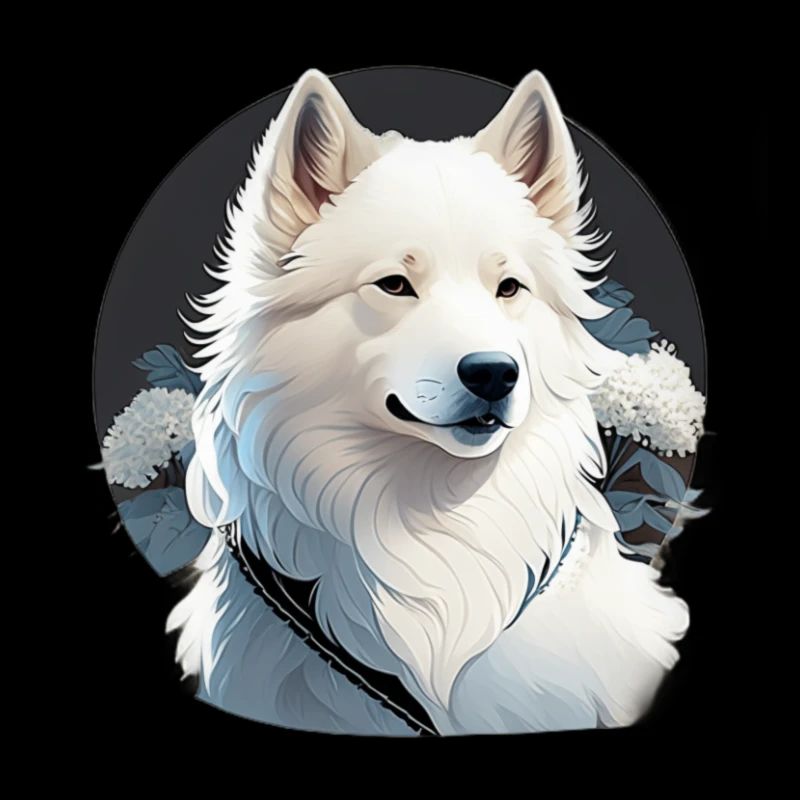 Portrait Weisser Schäferhund mit Blumen