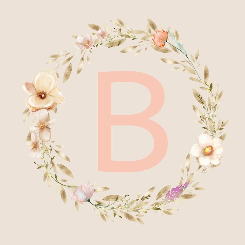Customizable Monogram B Flower Wreath Boho