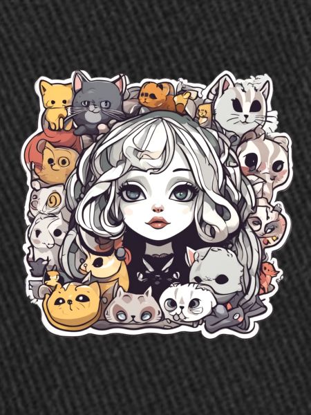 Gothic-Mädchen und Katzen