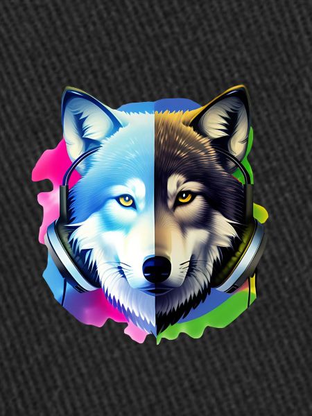 Wolf mit Kopfhörern