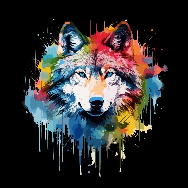 loup , loup gris aquarelle
