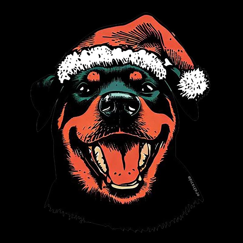 Rottweiler avec un bonnet de Père Noël