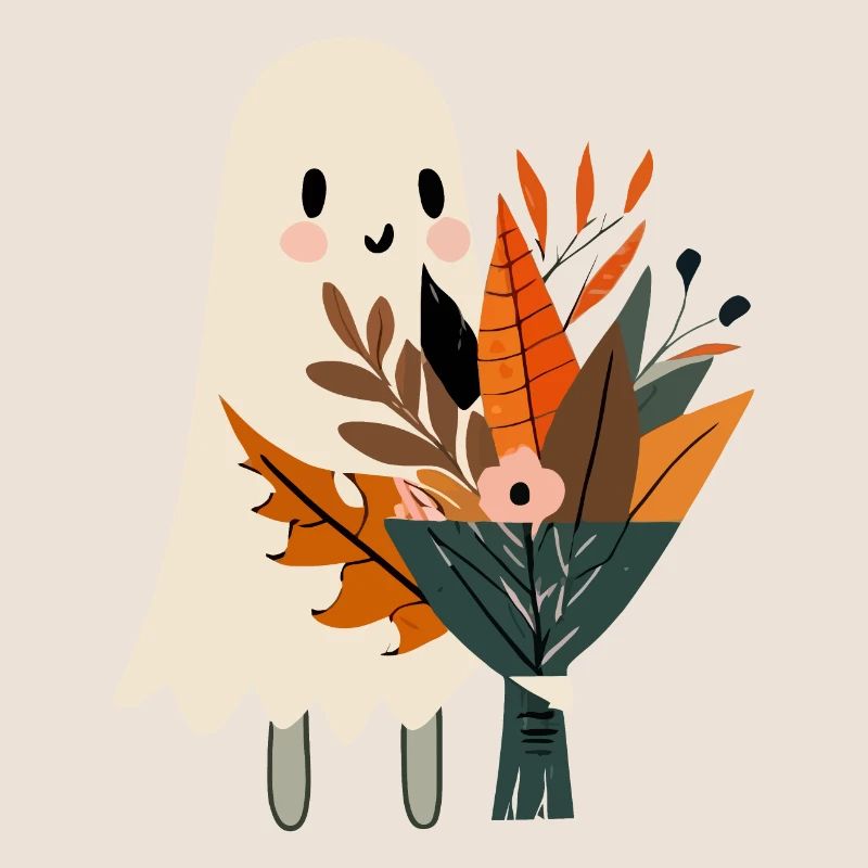 Fantôme avec bouquet de fleurs