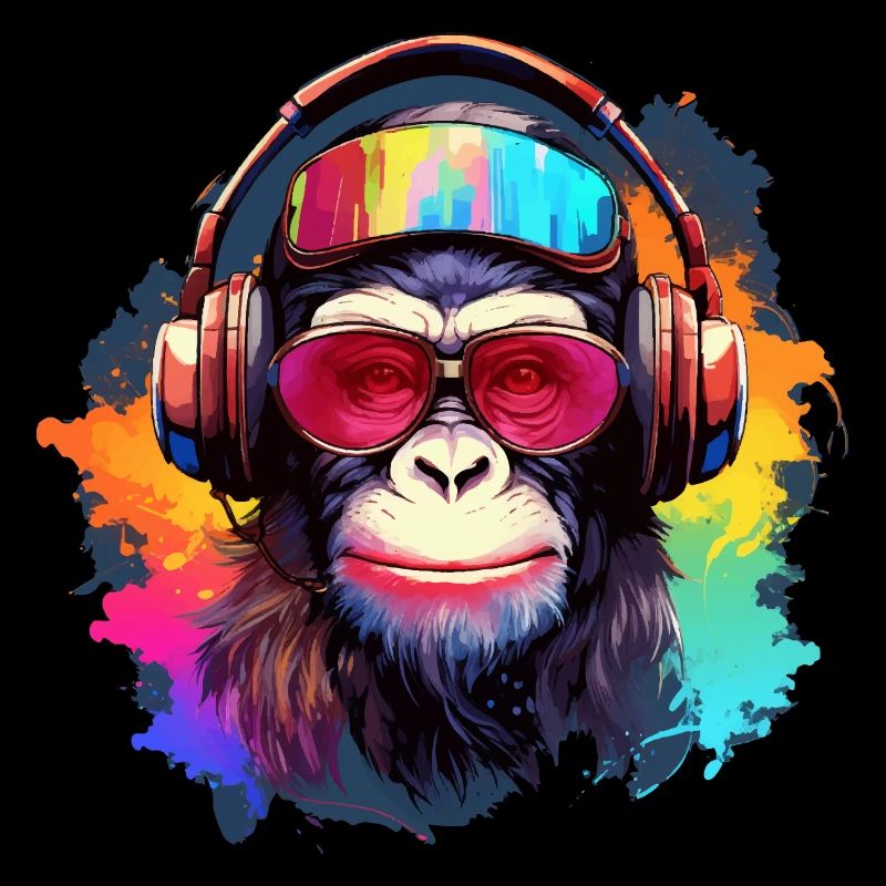 Cooler Affe mit Kopfhörer & Sonnenbrille