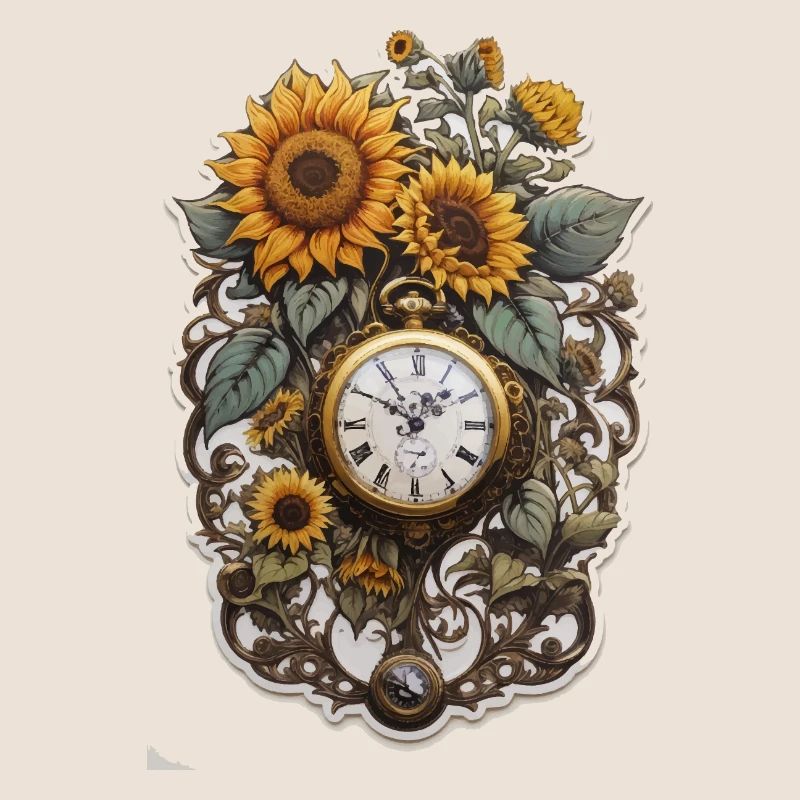 Clock with sunflowers