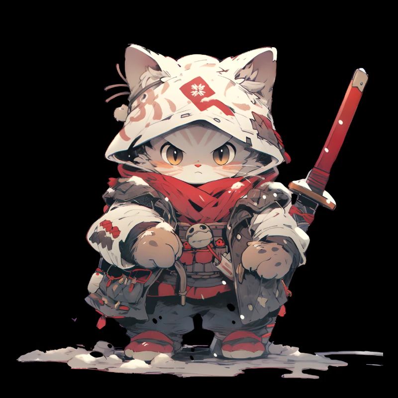 Chat mignon samouraï