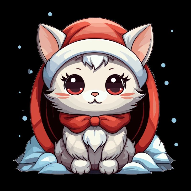 Cat Christmas Design - Kawaii Style