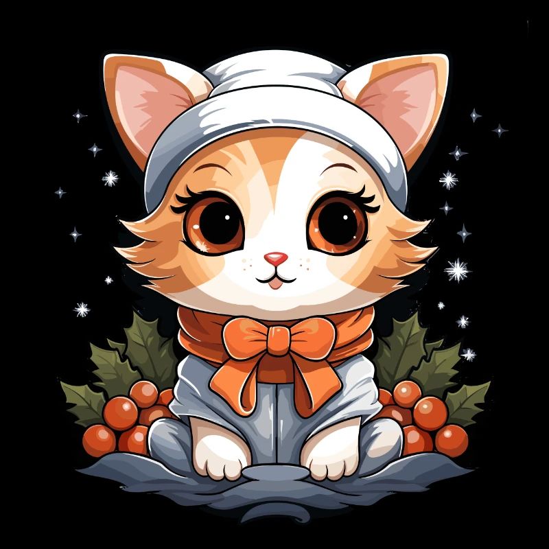 Design de Noël de chat - Style Kawaii