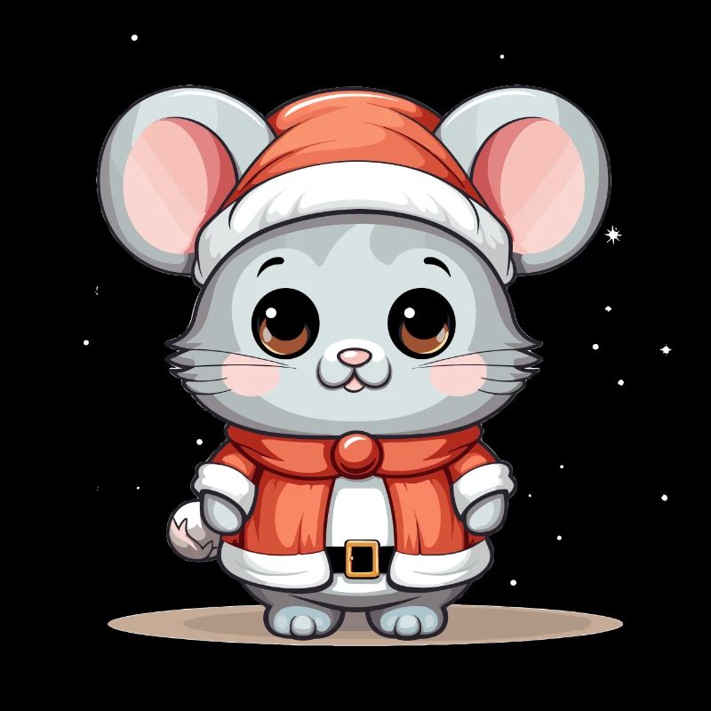 Mouse Christmas Design - Kawaii Style