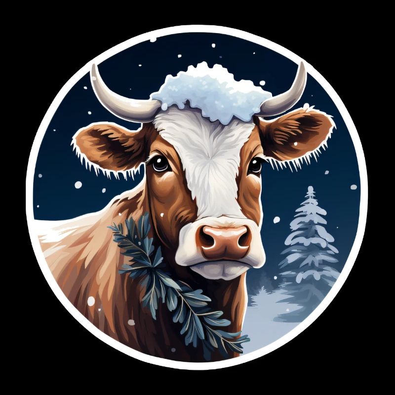 Vache dans le paysage d’hiver