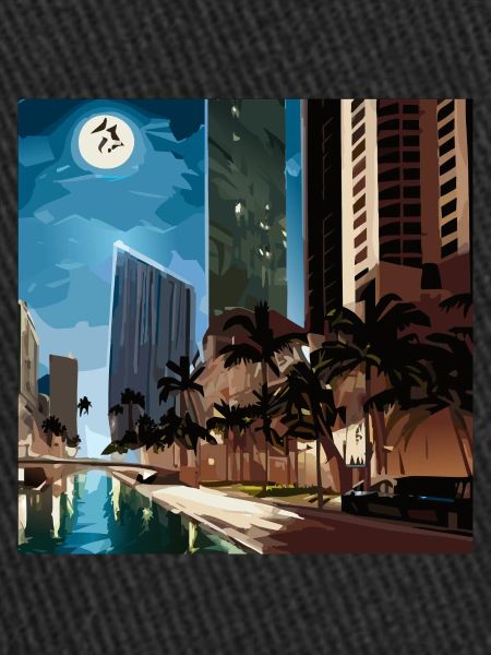 Palm trees in moonlight