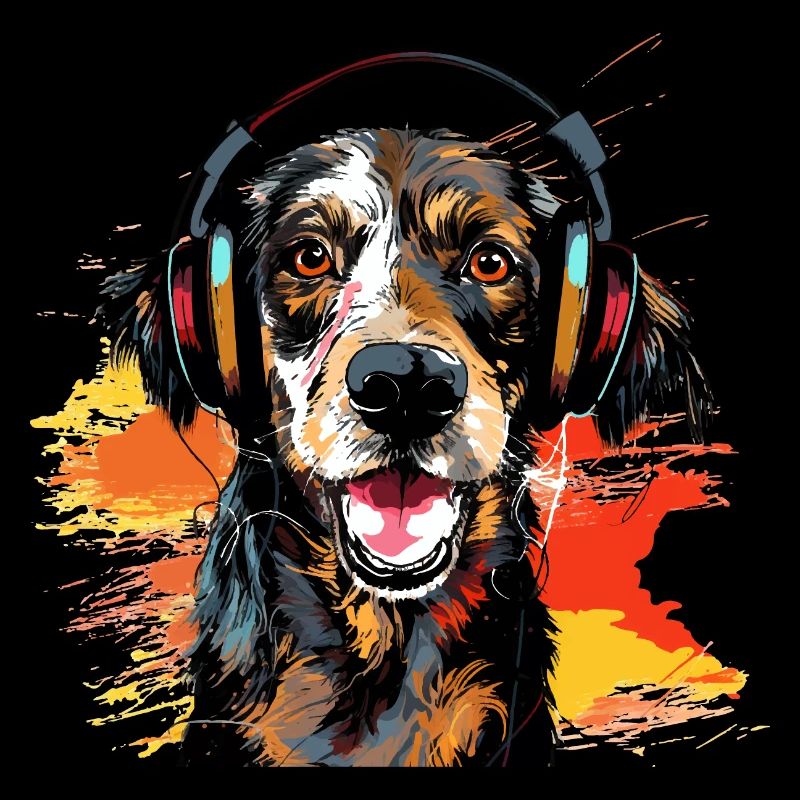 Witziger Hund mit Kopfhörer Hunde Design