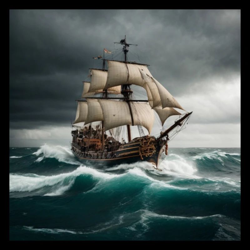 Bateau pirate en haute mer