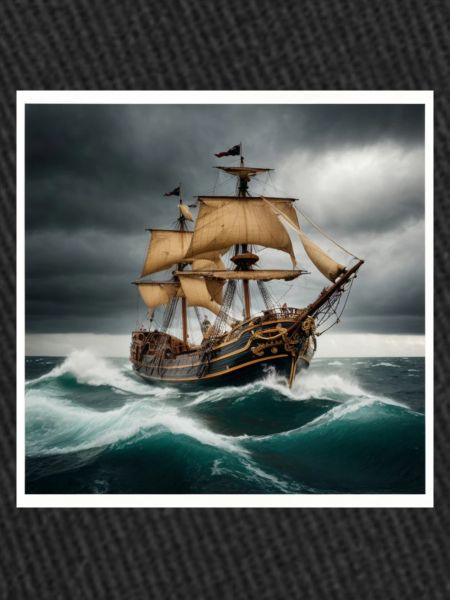 Bateau pirate dans la tempête
