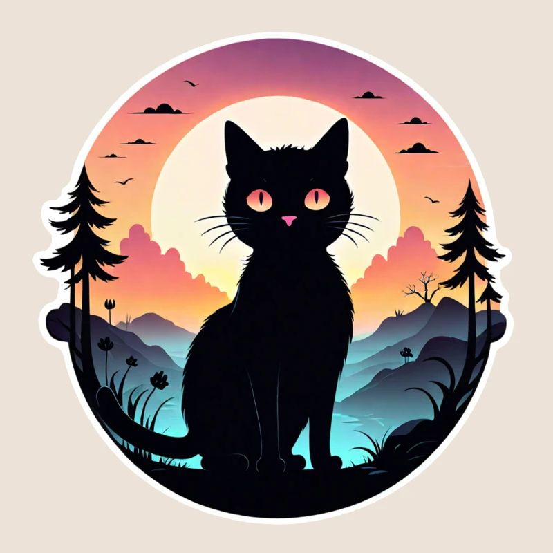 Cat Landscape and Sunset