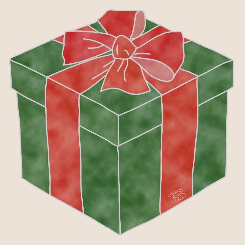 "Gift", Boho Line Art Design, Series "Xmas"