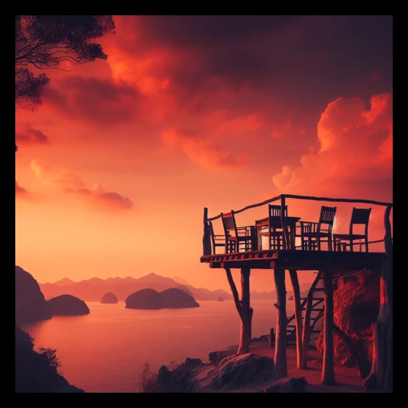 Ein Café im Sonnenuntergang am Rande der Welt