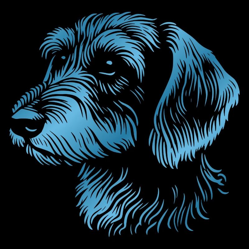 Wire-haired dachshund wire-haired dachshund drawing head blue