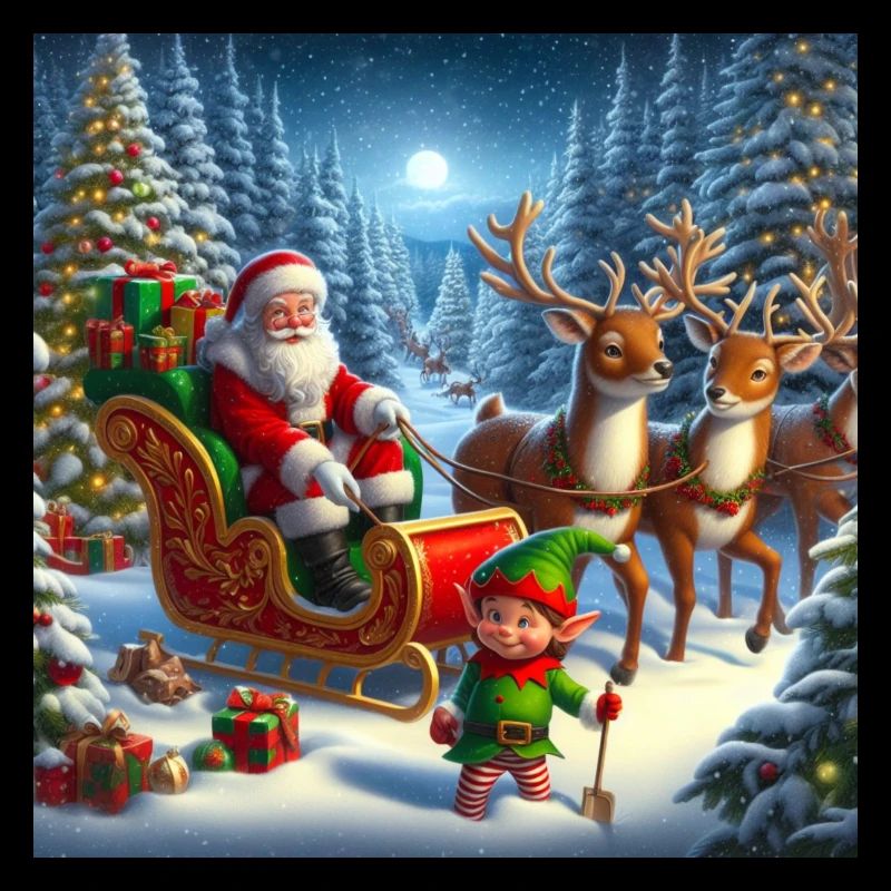Weihnachtsmann im Weihnachtsschlitten