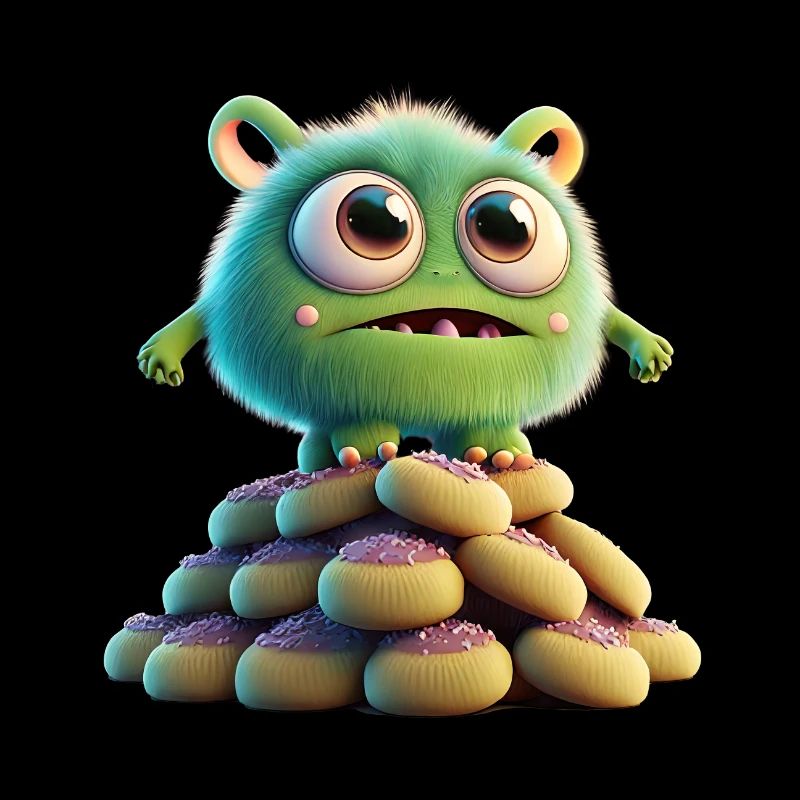 monstre mignon effrayant drôle effrayant assis sur un tas