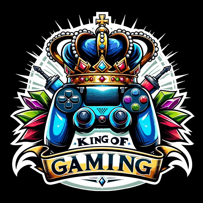 King of Gaming - Controller and Crown Illustration
