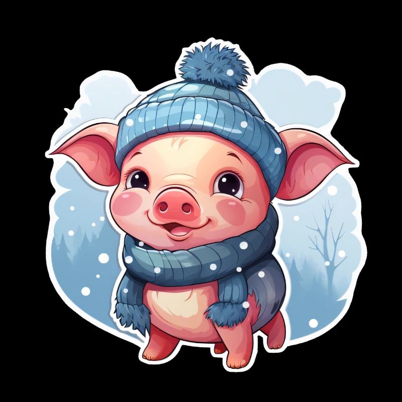 Cheerful Snow Pig