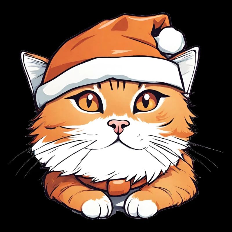 Chat orange de noel