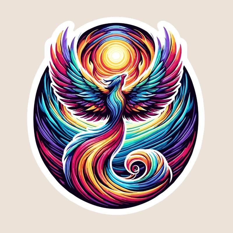 Psychedelic Rainbow Phoenix Tee Design