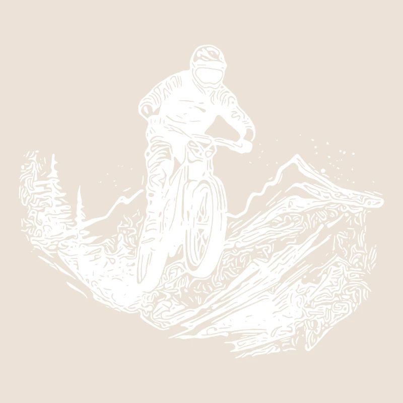 Mountainbiker Waldweg Berg Abfahrt